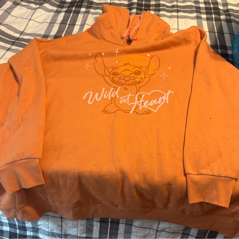 Disney Orange Hoodie with Stitch